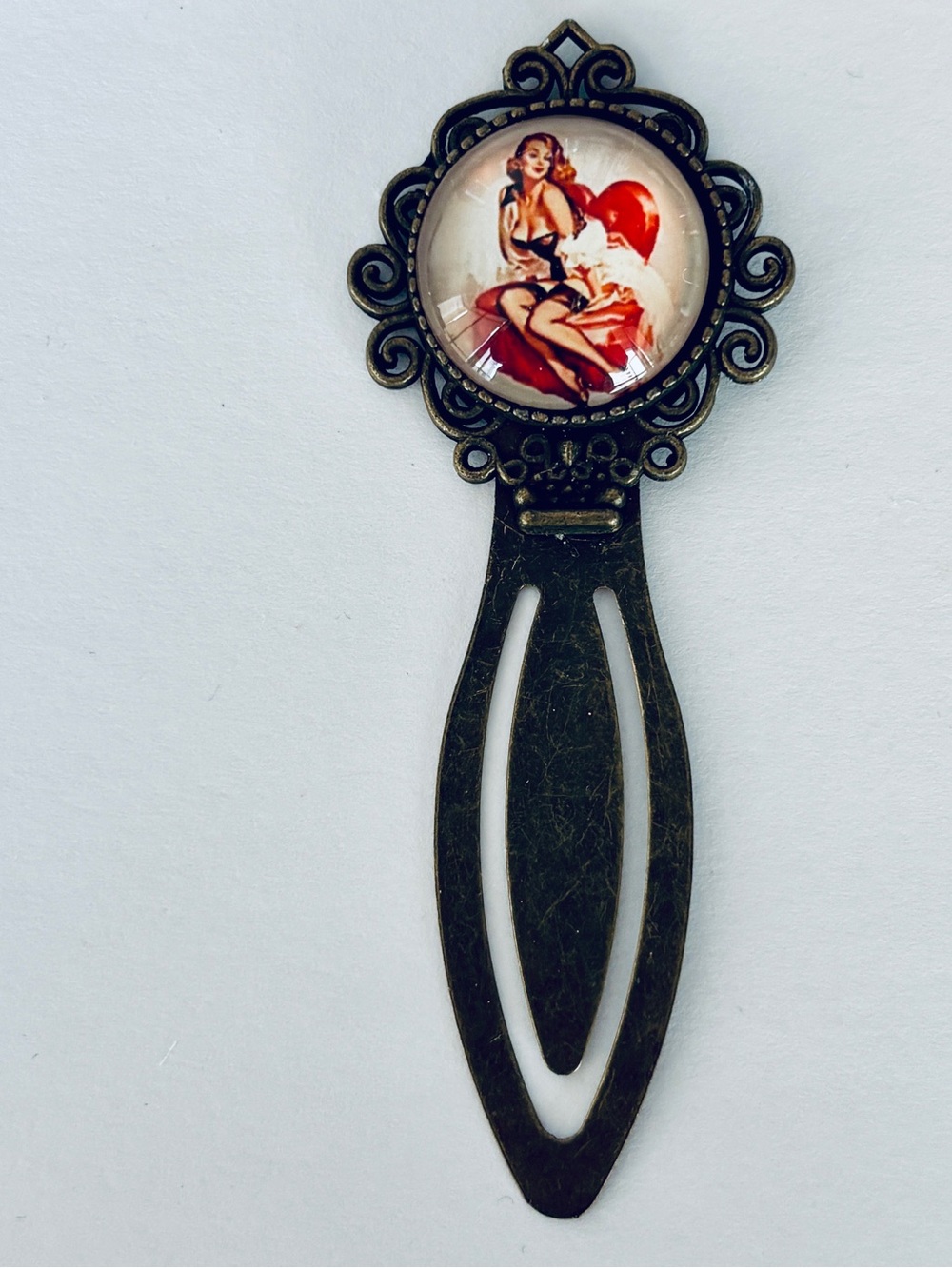 Retro Pin-Up Lady Metal Bookmark, NWT